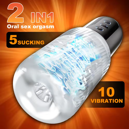 Automatische Penistrainer Mastubator Stroker Blowjob mit 10 Vibrationsmodi & 5 Saugen