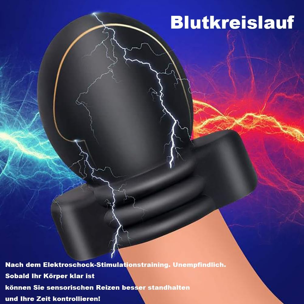 Leitfähiges Silikon Elektro Shock Penisring Elektrische Stimulator Cockringe Eichel Set