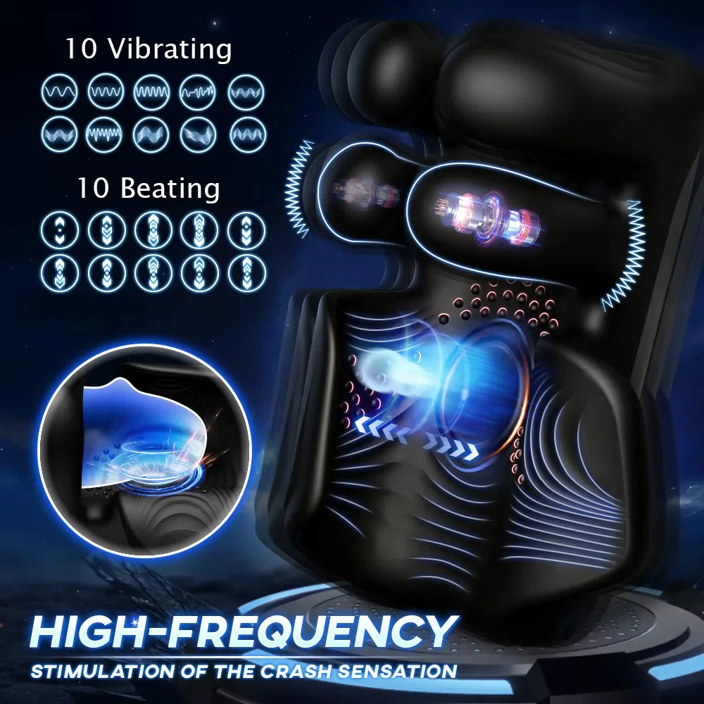 Elektrische Penistrainer Eichelvibrator mit 10 Finger Massage & Klopfen & Vibrieren