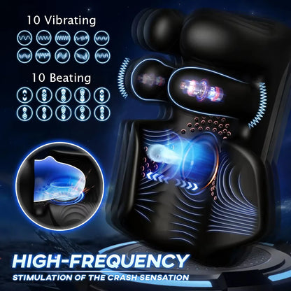 Elektrische Penistrainer Eichelvibrator mit 10 Finger Massage & Klopfen & Vibrieren