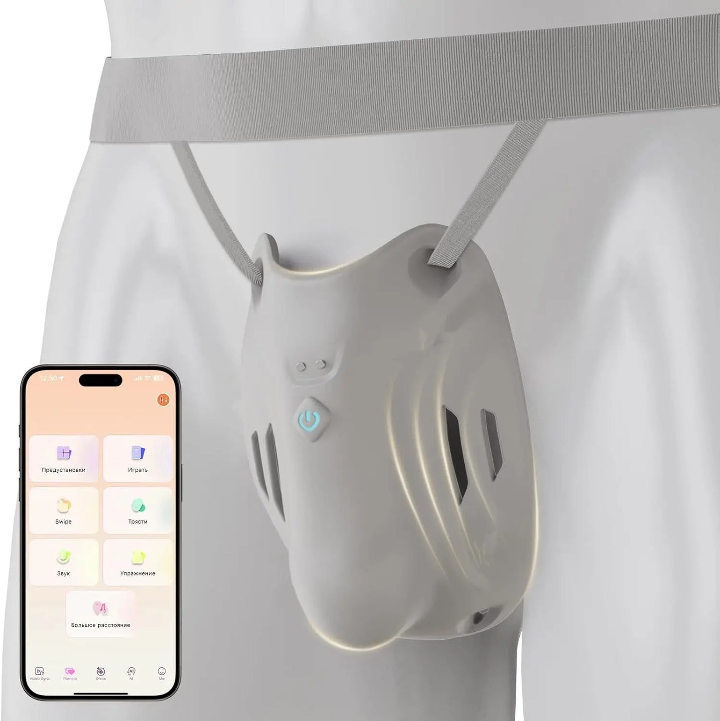 Tragbarer Peniskäfig Keuschheitsgürtel BDSM-Schutz Hodentrainer mit 9 Vibrationsmodi