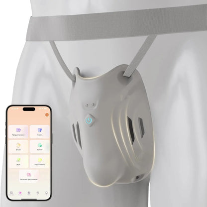 Tragbarer Peniskäfig Keuschheitsgürtel BDSM-Schutz Hodentrainer mit 9 Vibrationsmodi