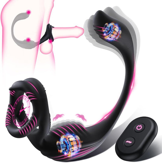 3 IN 1 Penisring Anal Vibrator Prostata Stimulator Damm Massage mit 7 Vibrationsmodi