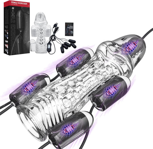 Elektrische masturbator voor penistraining met 6 vibrators en 10 trillingsniveaus 