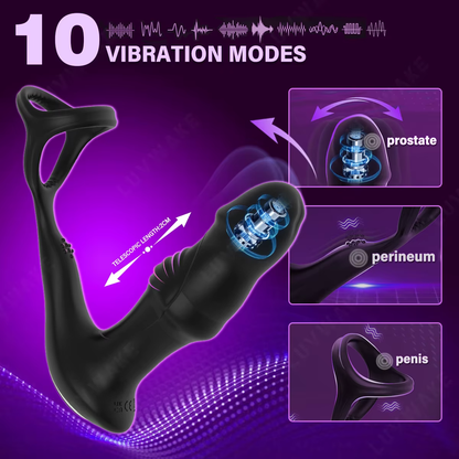 Analvibrator Prostatamassagegerät Butt Plug mit 9 Schwing & Stoß und Vibrationsmodi