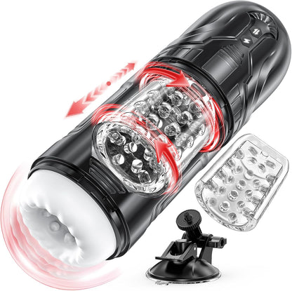 3 IN 1 Elektrischer Masturbator Stroker Blowjob mit 7 Teleskopfunktion und Rotationsmodi