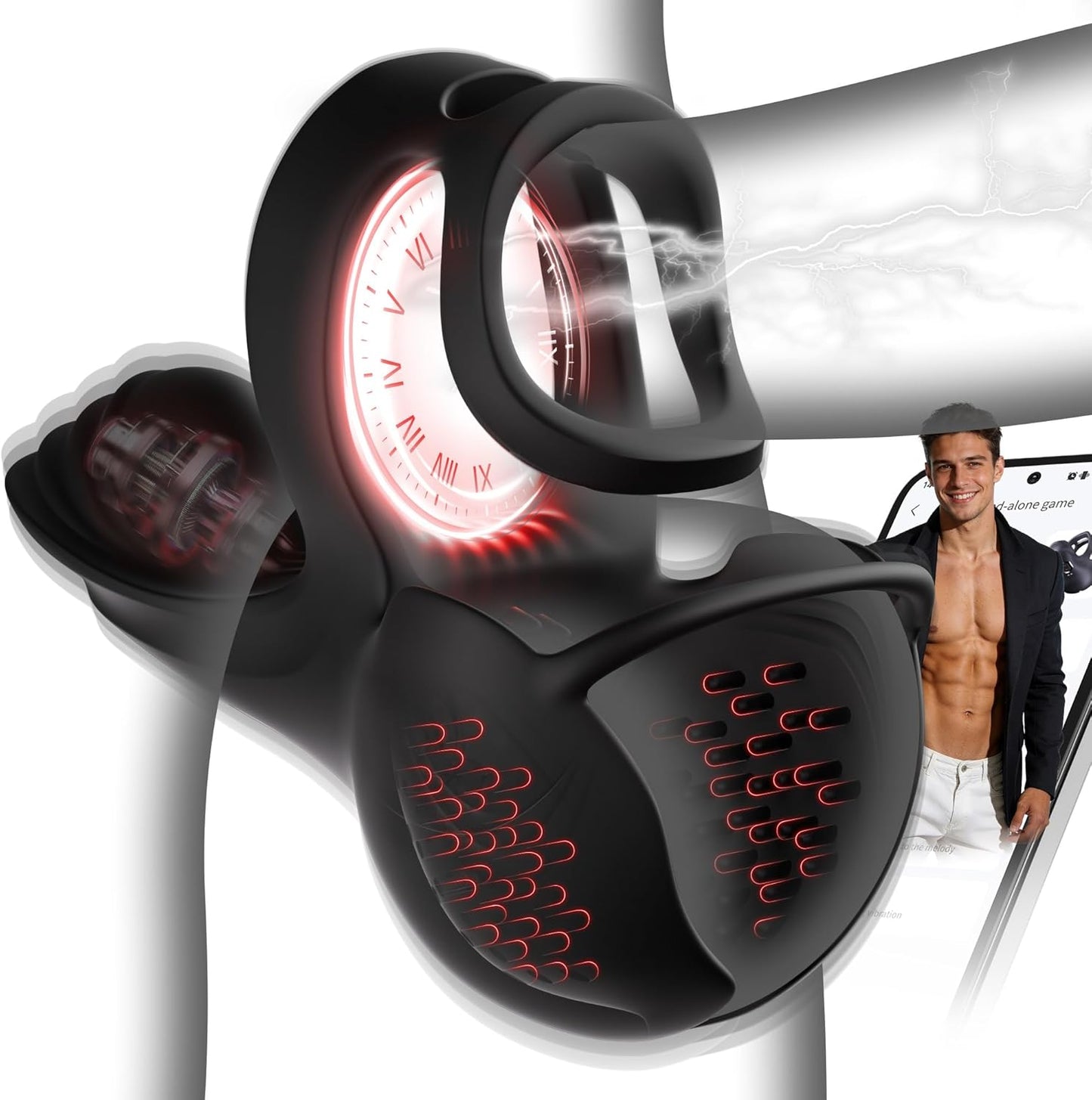 360° Hoden Vollabdeckungsstimulator Penistrainer Cock Ring mit 9 Vibrations & Heizmodi