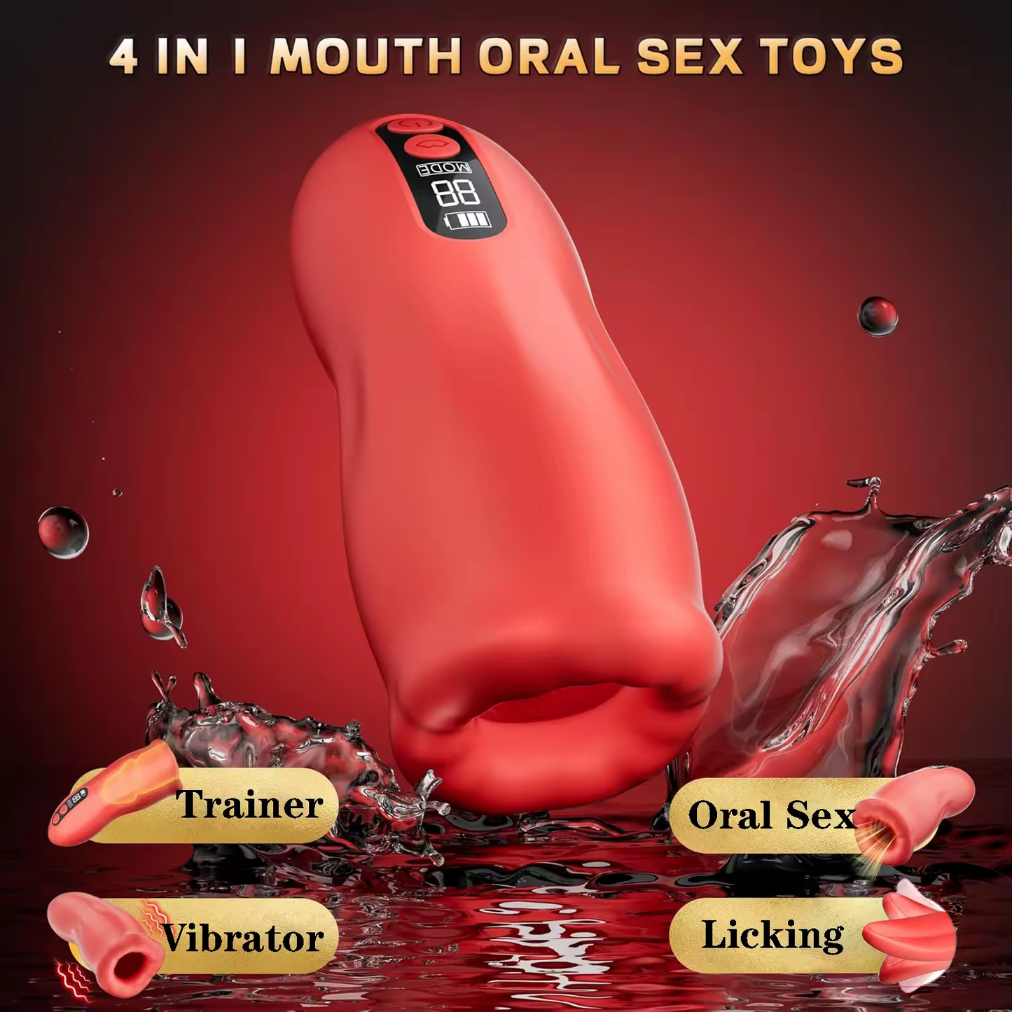 Handfrei Penistrainer Stroker Blowjob Taschenmuschi mit 9 Zungenvibrations  & 3 Saugmodi