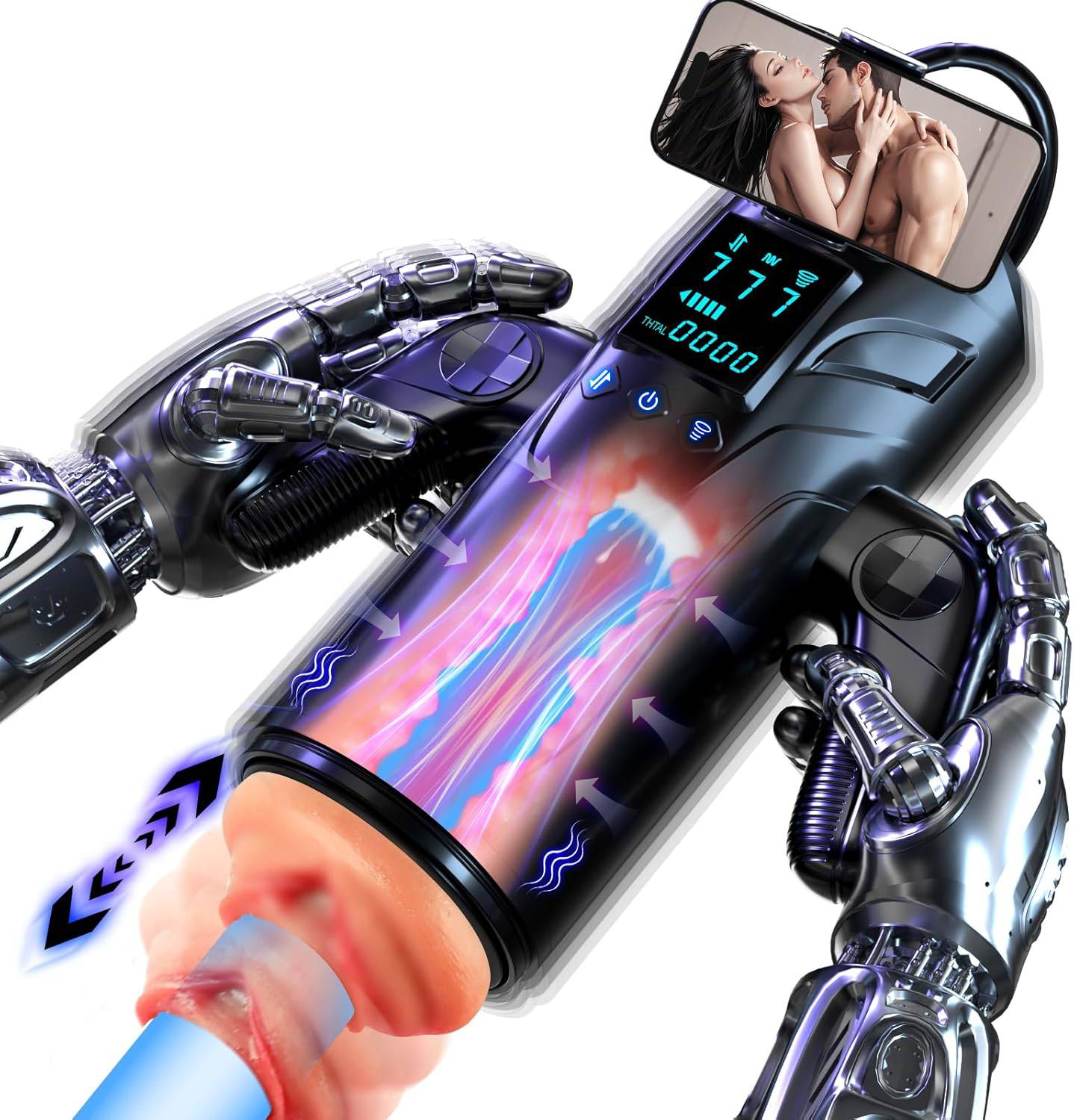 Realistischer Masturbator Stroker Blowjob mit 7 Saugmodi & Stoßmodi & Vibrations