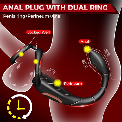 3 IN 1 Penisring Prostatamassagegerät Analvibrator mit 9 Vibrationsmodi