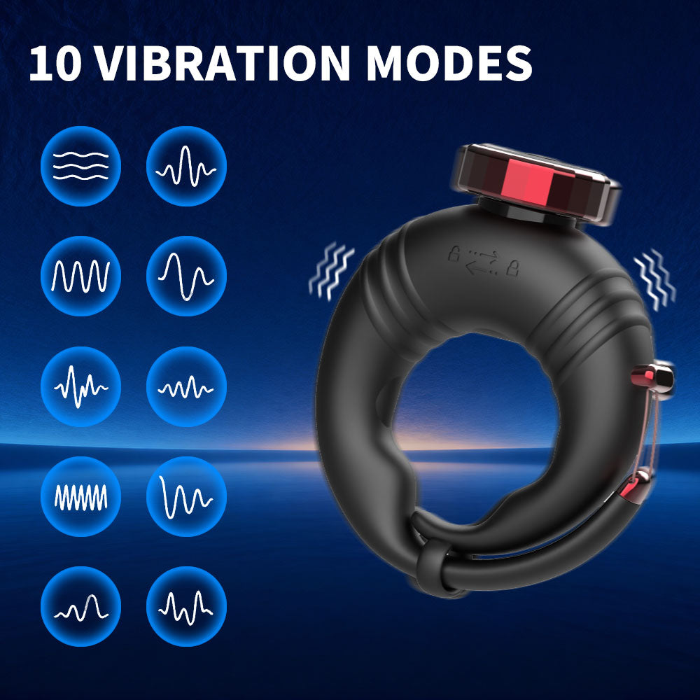 Anpassbarer Offener Penis Trainer Vibrator Cock Ring mit 10 Vibrationsmodi