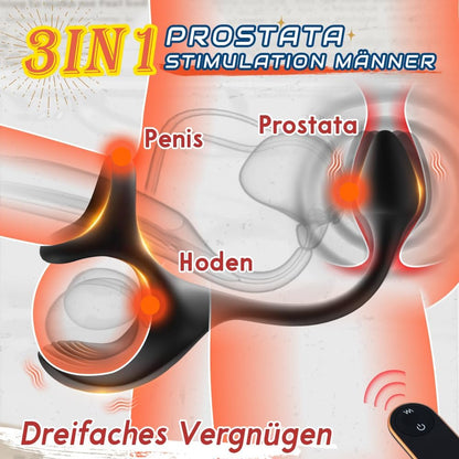 Anale plug bolvormige vibratiestimulator met cockringen 