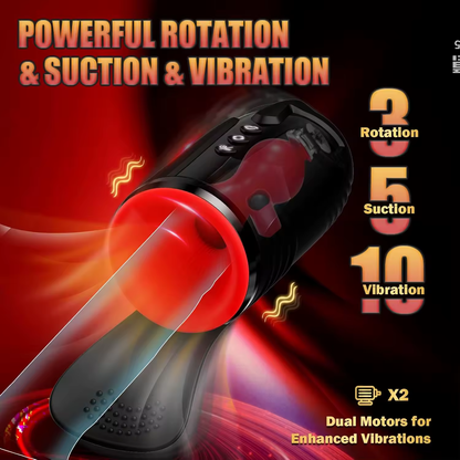 360° Spin Eicheltrainer Penisvibrator Masturbator mit 10 Saug und Vibrationsmodi