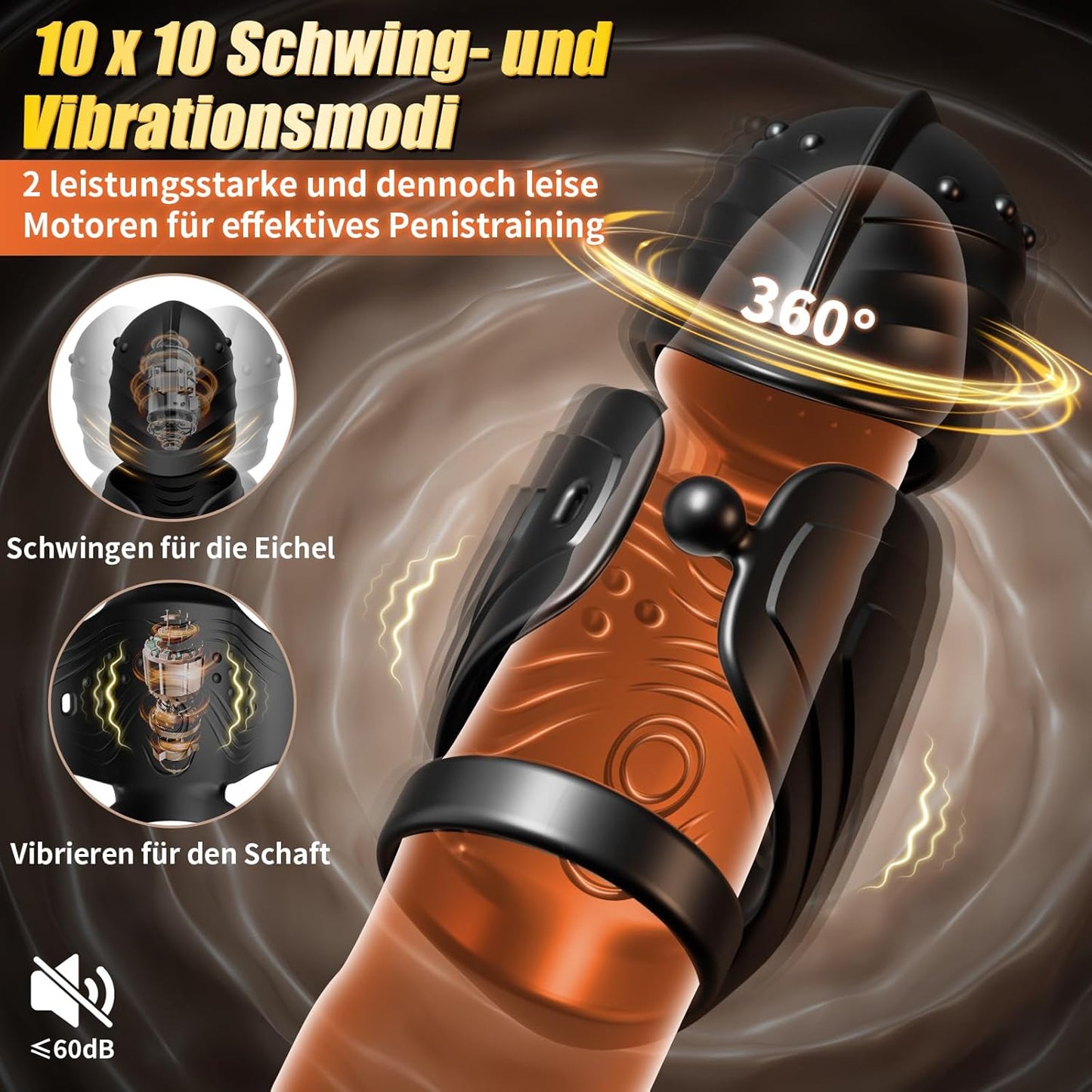360° Umwickelter Penistrainer Vibrator Cockring mit 10 Schwing und 10 Vibrationsmodi