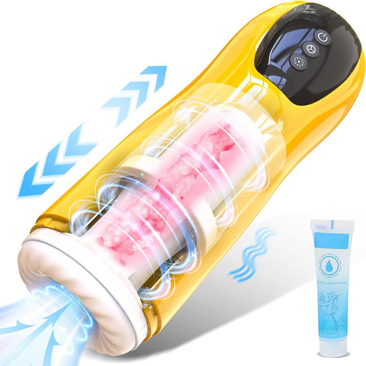 One Touch Burst Modes Electric Masturbator 7 Telescopic 