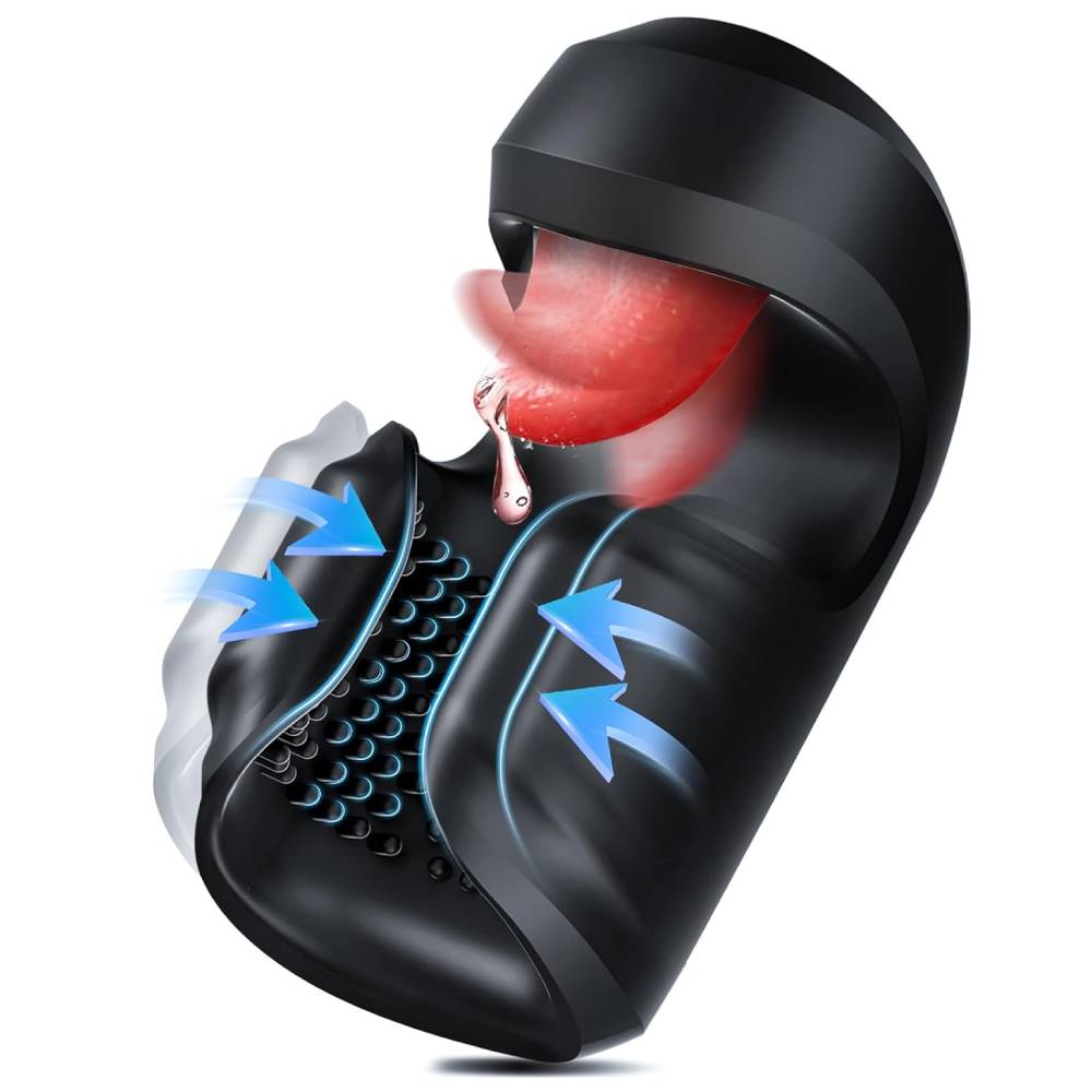 2-in-1 penistrainer elektrische eikelvibrator met 10 likmodi + 10 opvallende modi 