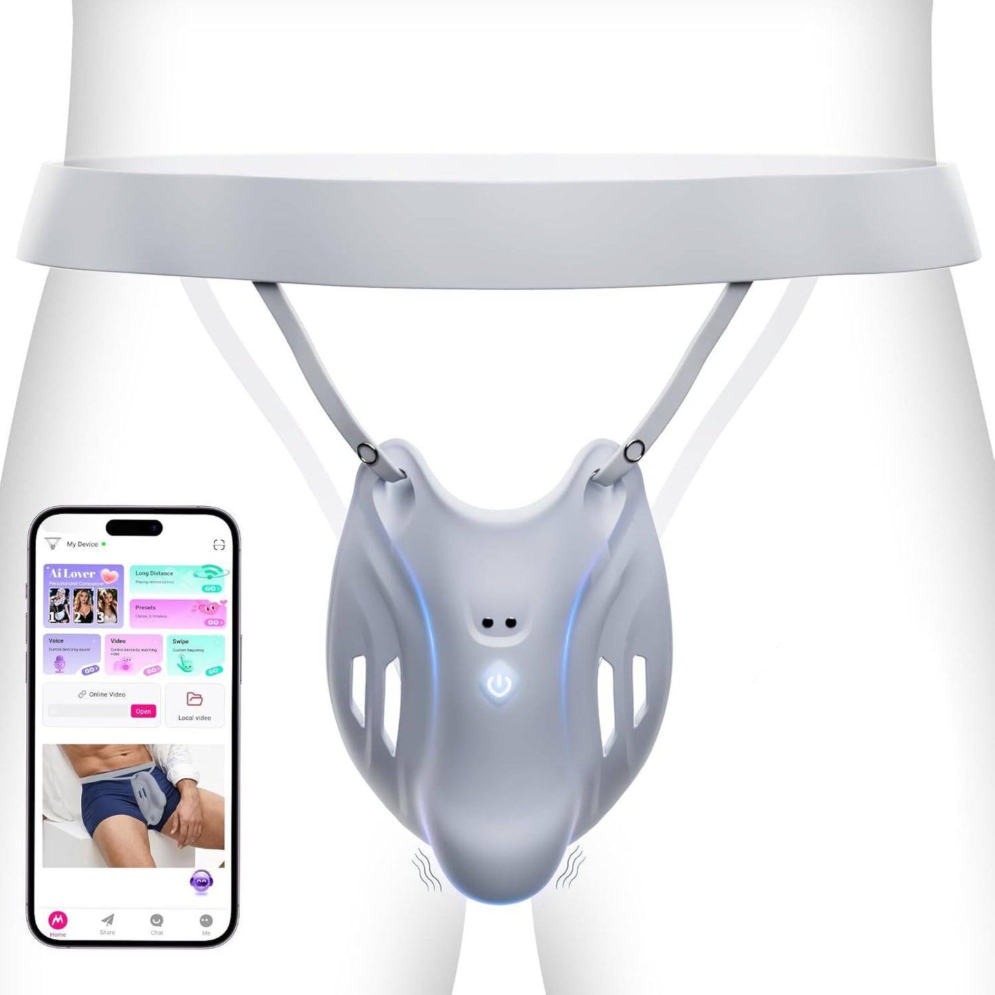 Tragbarer Peniskäfig Keuschheitsgürtel BDSM-Schutz Hodentrainer mit 9 Vibrationsmodi