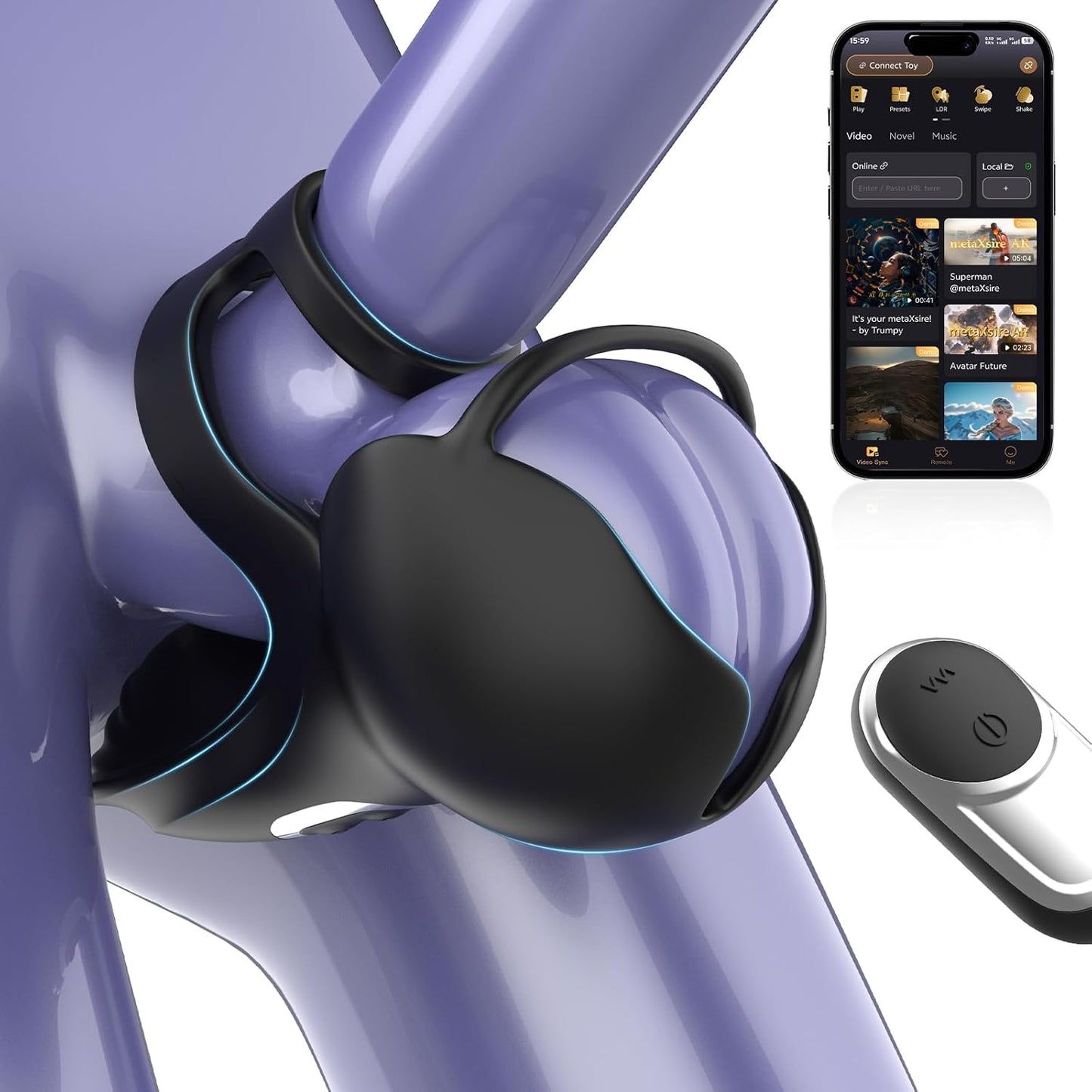 360° Hoden Vollabdeckungsstimulator Penistrainer Cock Ring mit 9 Vibrations & Heizmodi