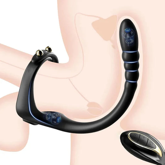 3-in-1 multifunctionele vibrator penisring prostaatstimulatie met 10 vibratiestanden 