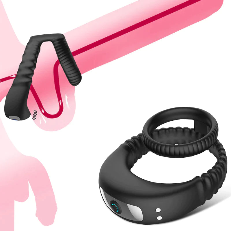 2 in 1 double cock ring with 10 vibration frequencies