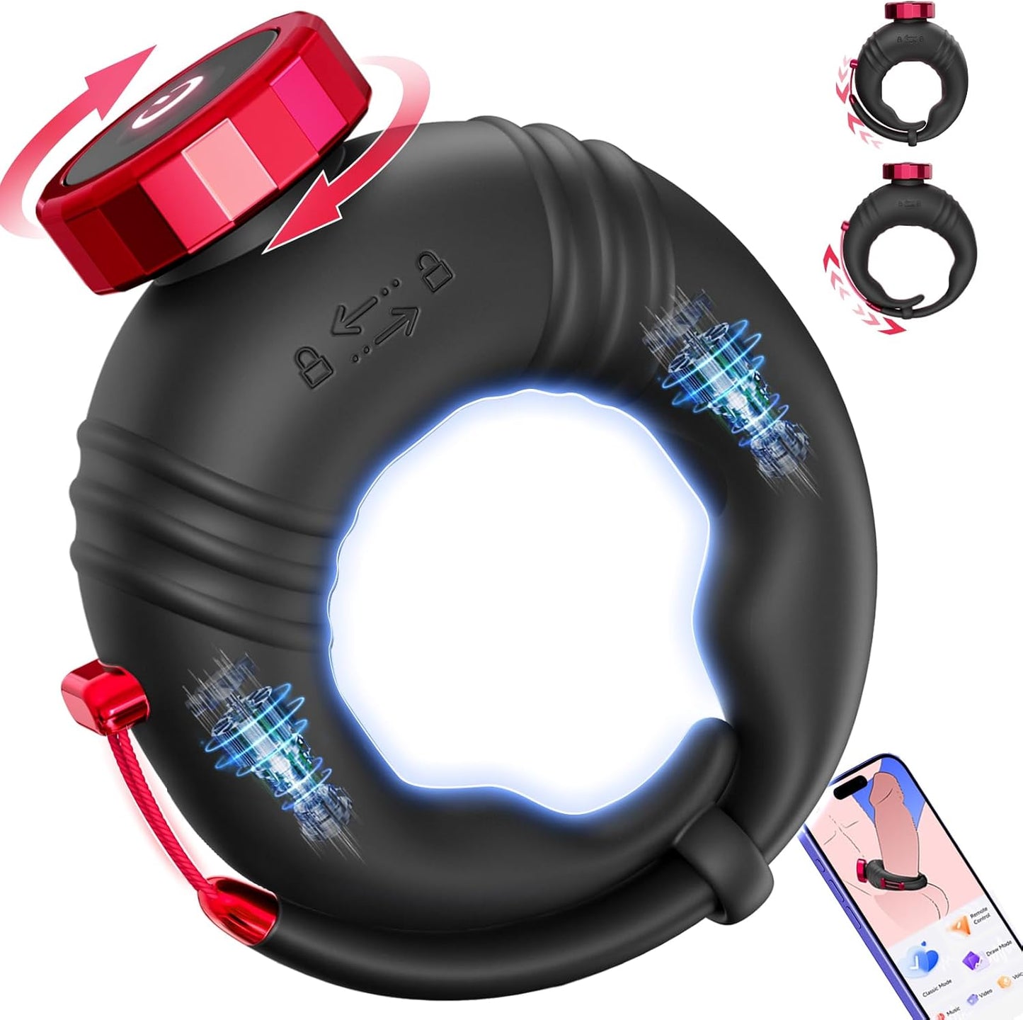 Anpassbarer Offener Penis Trainer Vibrator Cock Ring mit 10 Vibrationsmodi
