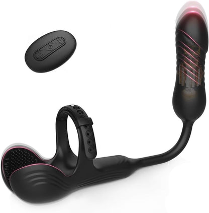 3 IN 1 Prostata Stimulation Cockring Hodenvibrator Anal Toy mit 10 Stoßfunktion & Vibrationen