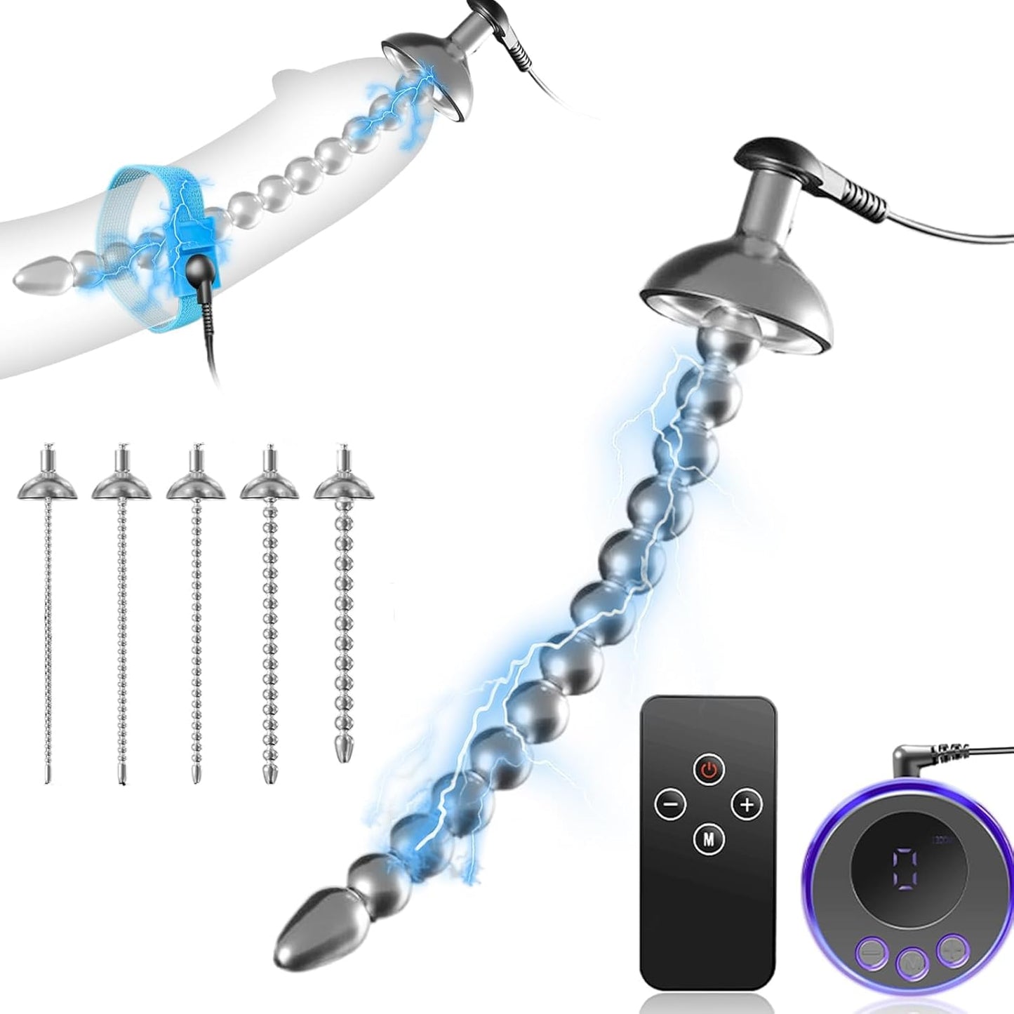 Elektrischer Harnröhrenstimulator Penisring Estim Plug Dilatator Set mit 8 Modi