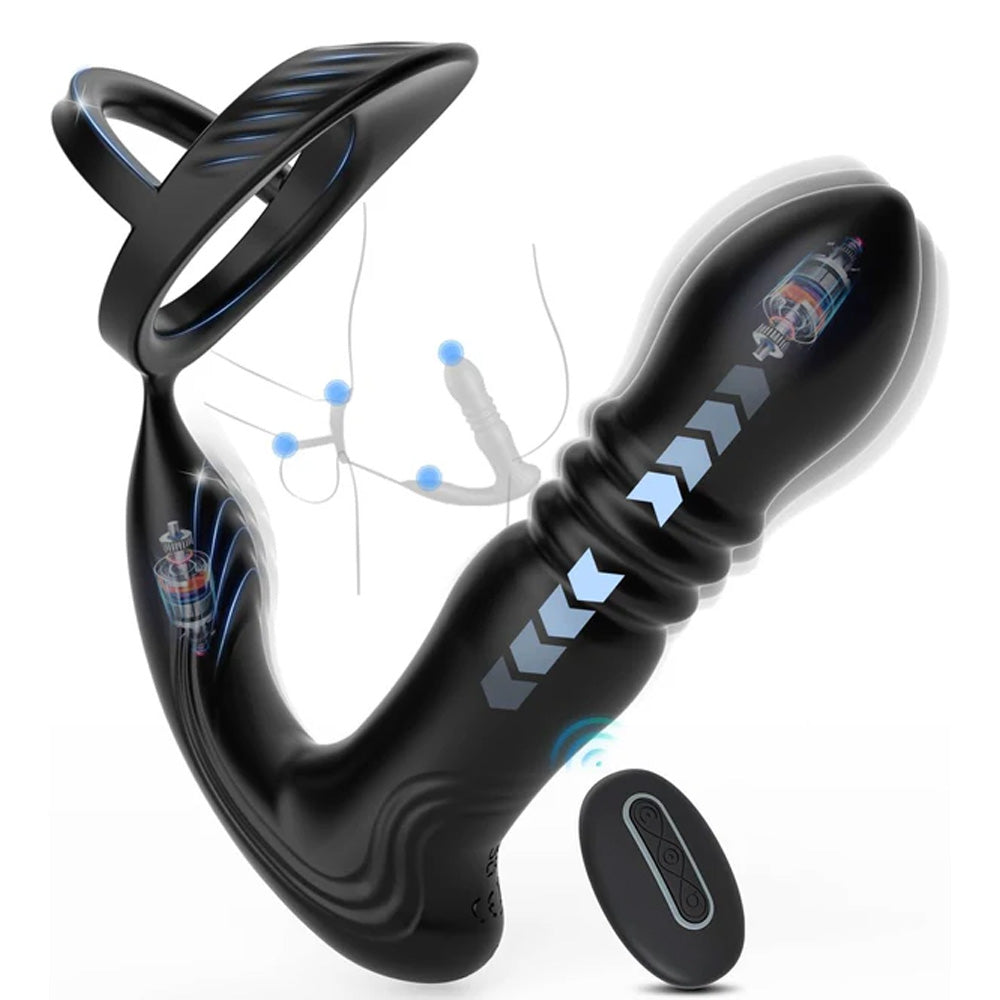 4 in 1 Prostata Penisring Analvibratoren mit 3 Schock und 10 Vibrationsmodi