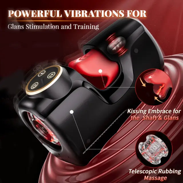 3 IN 1 Eichelstimulation Penistraining Vibrator Stroker mit Beiß & Stoß & Vibrationsfunktion