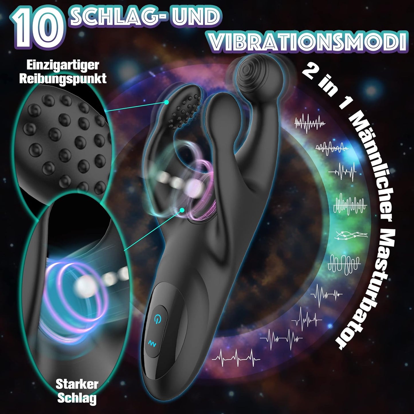 Elektrische Penistrainer Eichel Stimulator Masturbatoren mit 10 Slap-Vibrationsmodus
