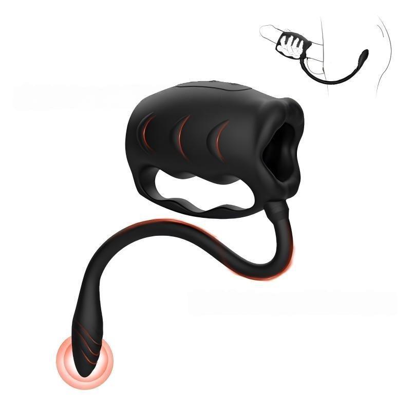 3 IN 1 Penistrainer Vibrator Stroker Masturbatoren mit 10 Vibrationsmodi & Anal Plug