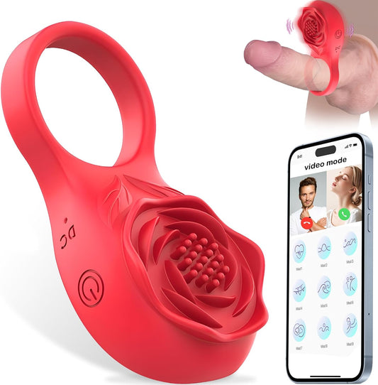 Rose Vibrator Klitorisstimulator Penisring Hodenmassagegerät mit 9 Vibrationsmodi