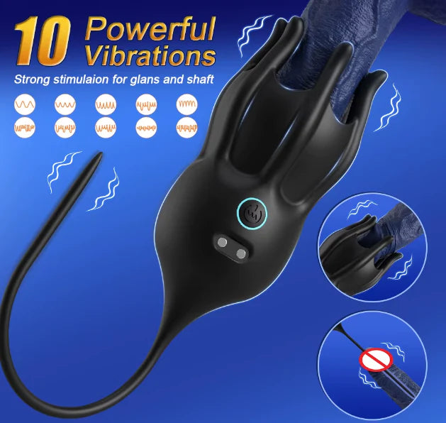 Elektrischer Penistrainer Vibrator Eichelstimulator mit Harnröhrensound & 10 Vibrationsmodi