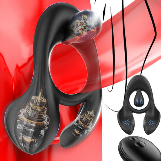 Doppelter Hodenvibrator Penis Trainer Stimulator mit 3 Motoren und 10 Vibrationen