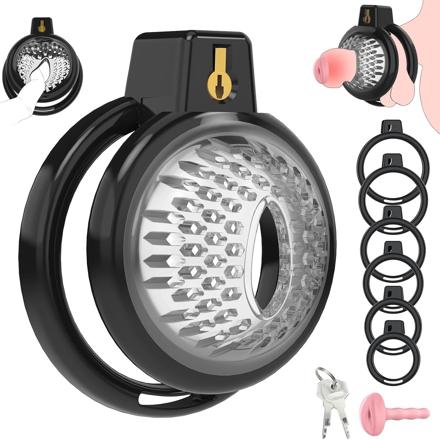 Chastity Cage Weicher Keuschheitskäfig Herren Größe Besser mit 6 Penisringen