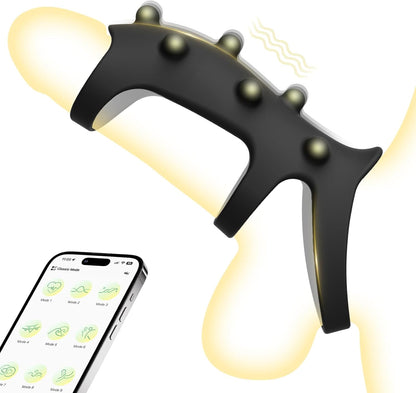 APP-Steuerung Penistrianer Enlarger Cock Ring Masturbator mit 10 Vibrationsmodi