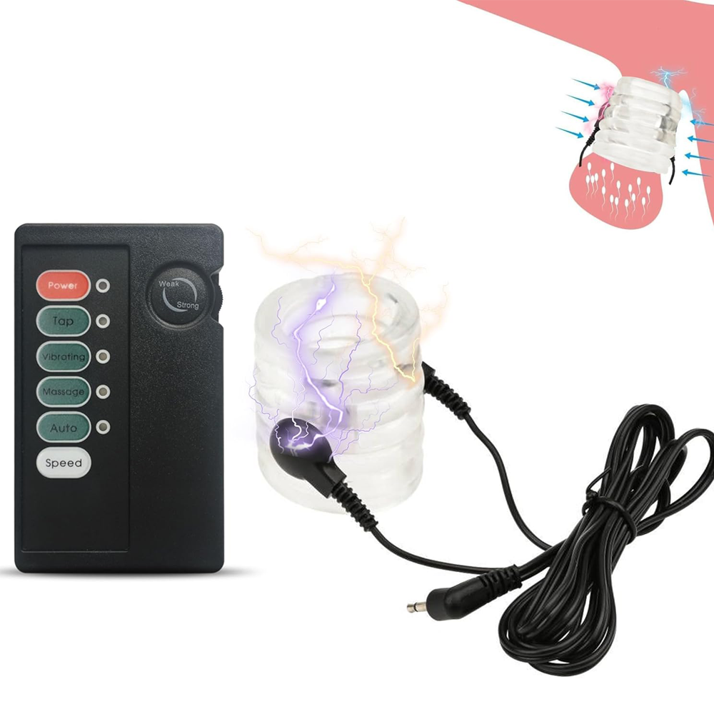 Hodenbondage Elektroschock BDSM Penisring mit 4 Elektroschockmodi