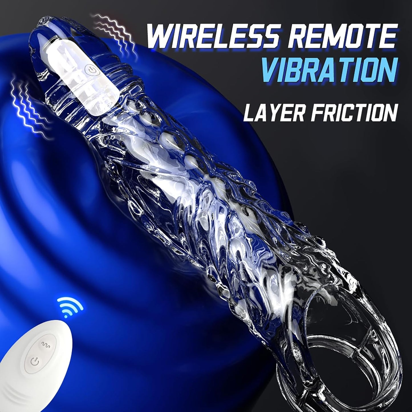 Vibrierende Penishülle Vergrößerung mit Fernbedienung und Multifunktionales