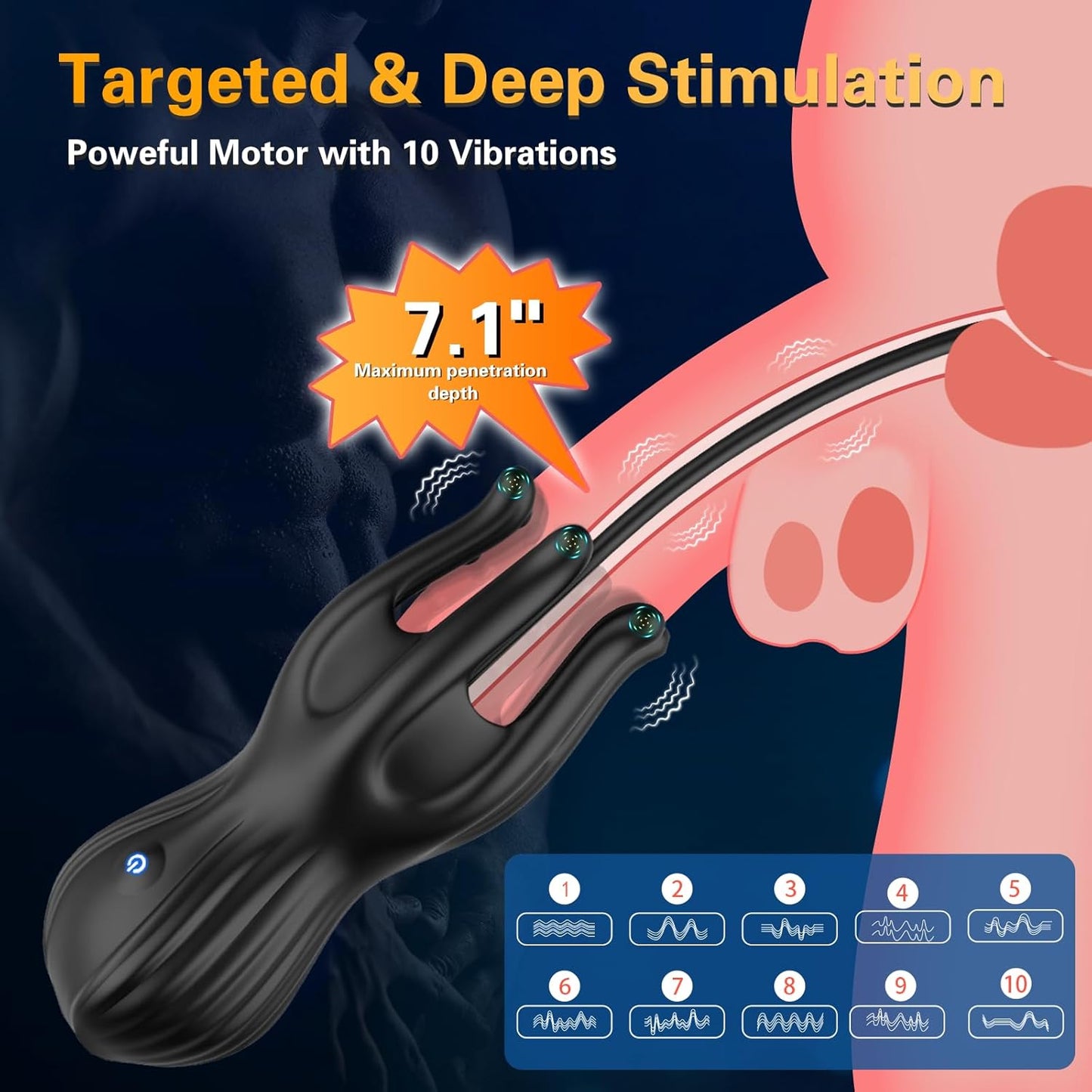 Eicheltrainer Penis Massagegerät Harnröhren Stimulator mit 10 Vibrationsmodi