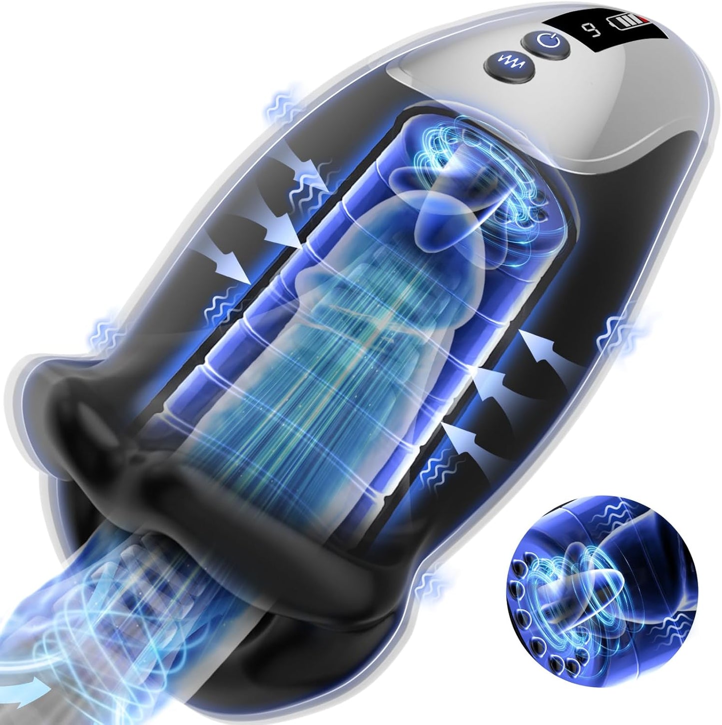 Penis Vibrator Taschenmuschi Eichel Stimulator mit 9x9 Klopfen-Lecken-Vibration