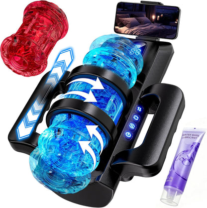 Intelligente Penistrainer Vibrator Masturbatoren mit 10 CM Schubweg & 5 kombinierte Stoss & Rotationsmodi