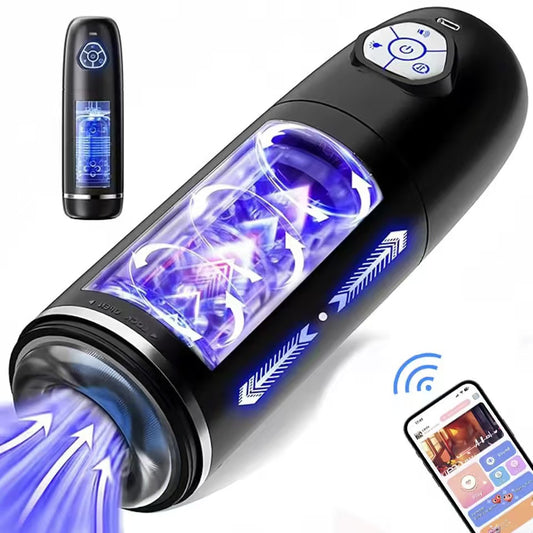 Automatisches App-basiertes Masturbationsgerät Penis Stroker mit Dreh und Teleskop