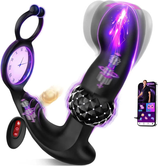AI-sync Analvibratoren Prostata Stimulator Massagegerät mit Dual Penisring & 7+7 Modi