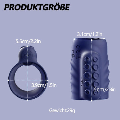 Penistrainer Vibrator Cockring Penishülle Stimulator mit 10 Vibrationsmodi und Fernbedienung