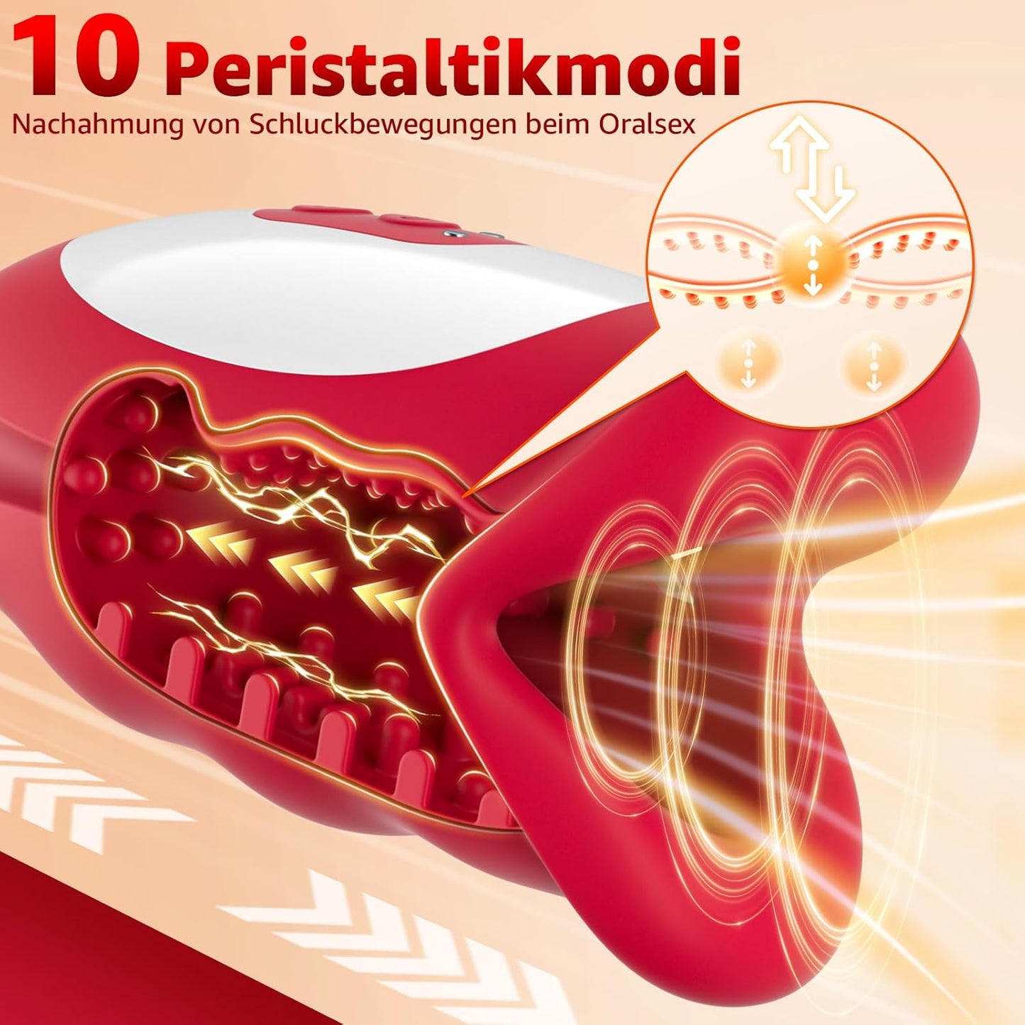 360° Blowjob Stroker Penistrainer Vibrator Masturbatoren mit 10 Wellen & Vibrationsmodi
