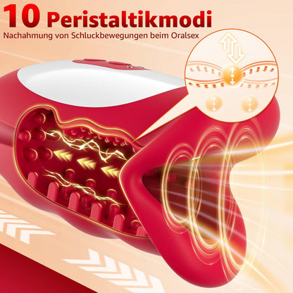 360° Blowjob Stroker Penistrainer Vibrator Masturbatoren mit 10 Wellen & Vibrationsmodi