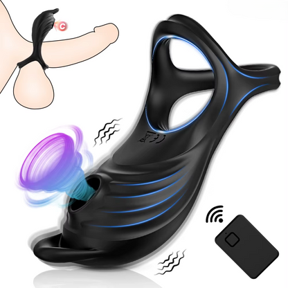3 IN 1 Penisringe Vibrator Delay Ejaculation Stimulator mit 5 Saugen 5 Vibration