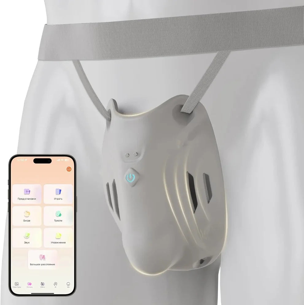 Tragbarer Peniskäfig Keuschheitsgürtel BDSM-Schutz Hodentrainer mit 9 Vibrationsmodi