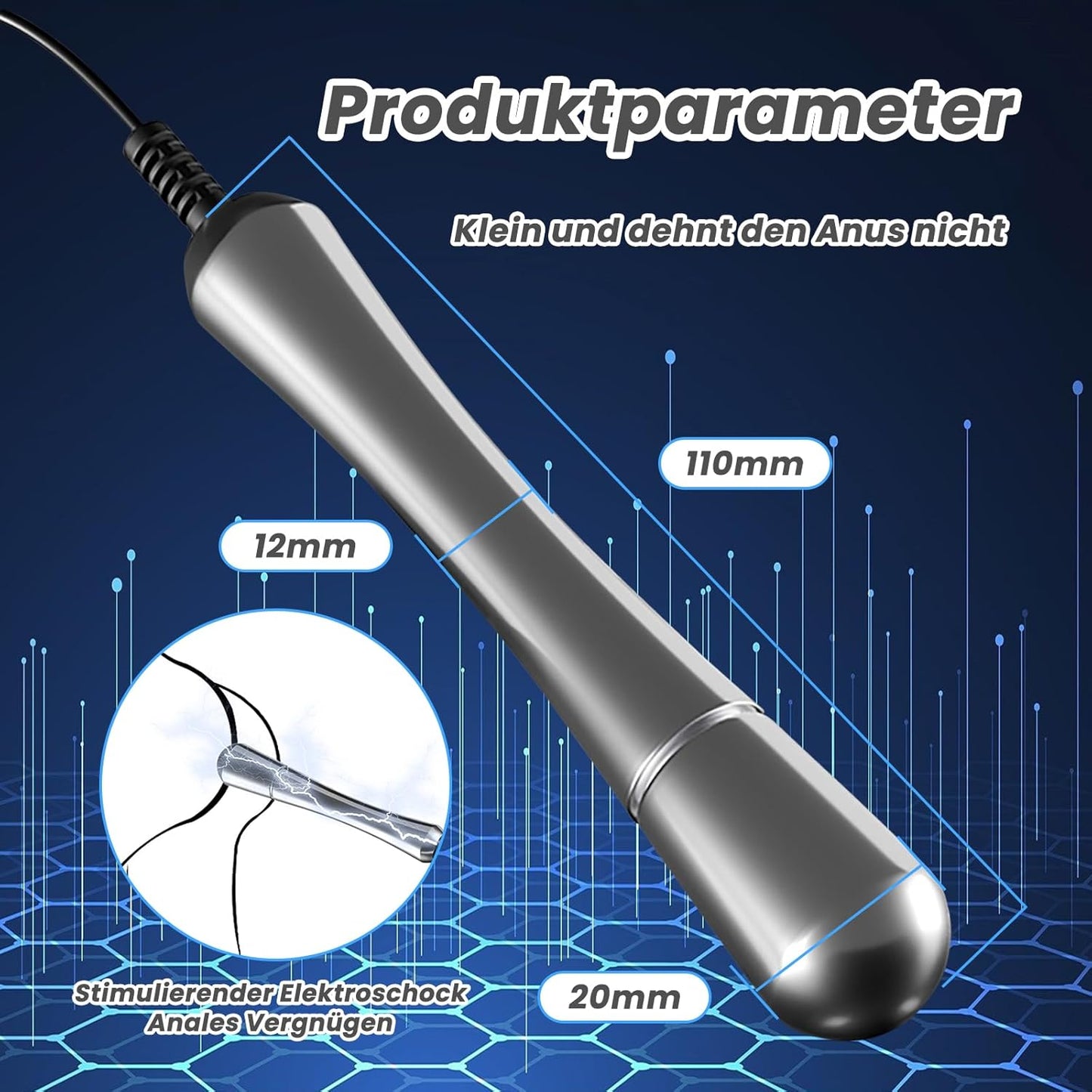 110 mm Elektro Schock Metall Buttplug elektrische Stimulator Prostata  Massager