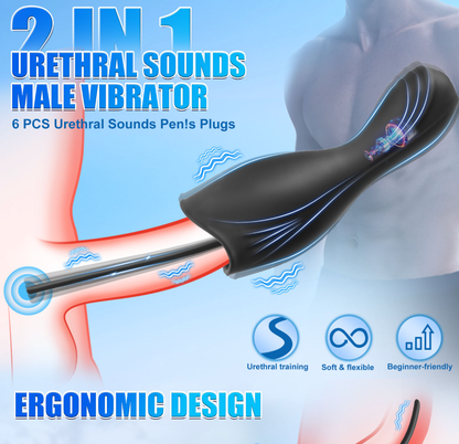 Eichel Stimulator Dilator Harnröhre Penistrainer Vibrator mit 10 Vibrationsmodi